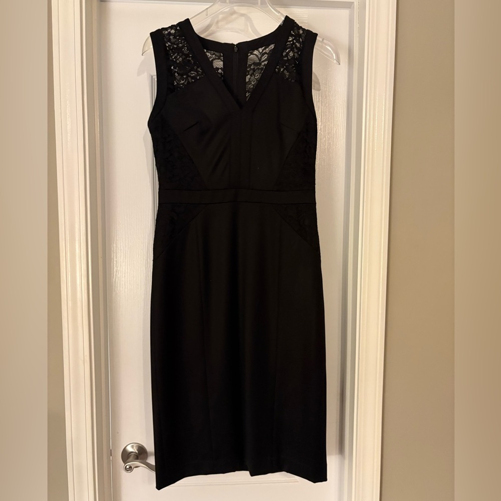 Anne Klein Black Dress with Lace Detail, size 4